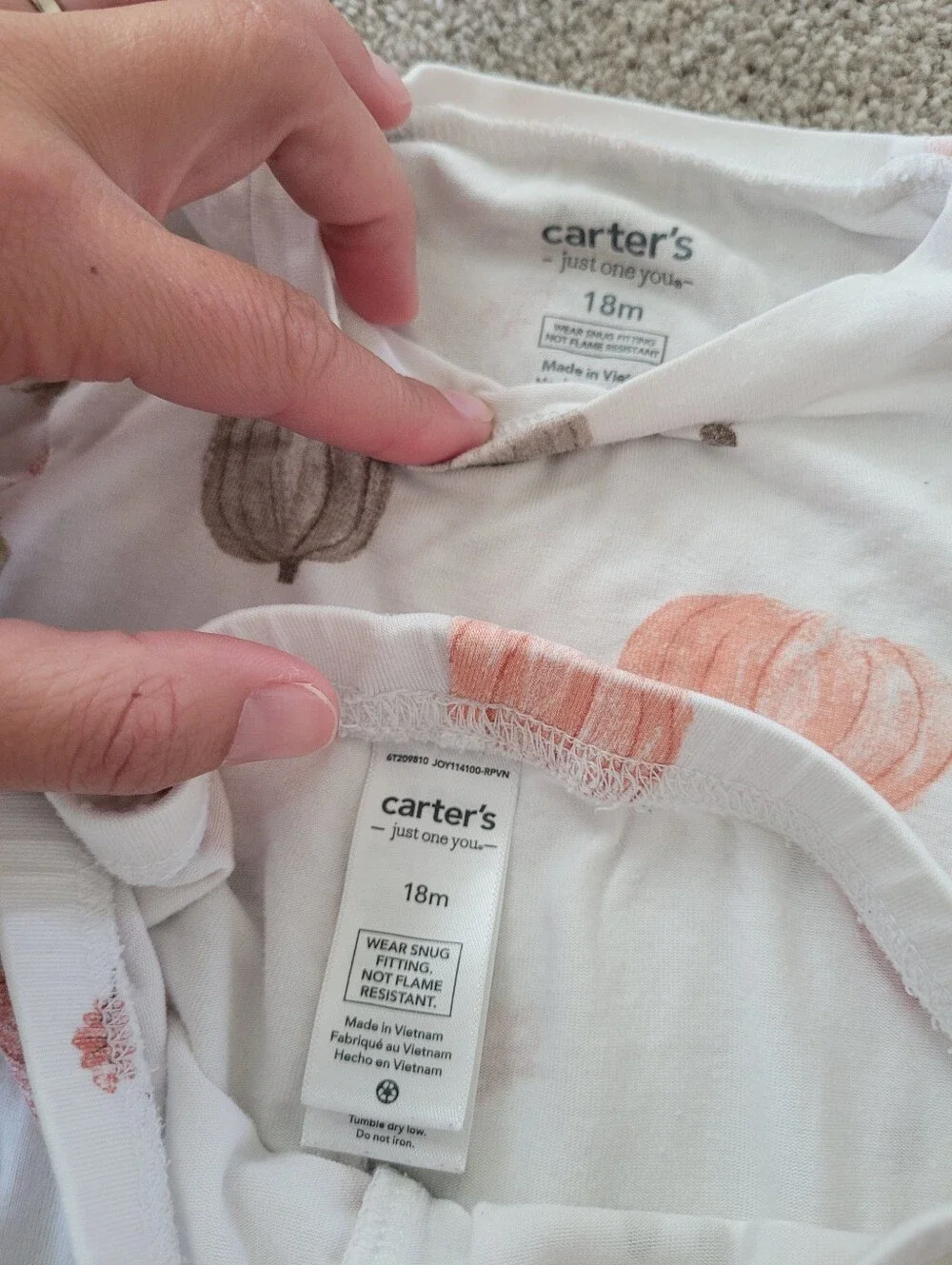 Carter's Baby Pumpkin Bamboo Pajamas Size 18 Months